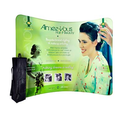 China Custom Aluminum Foldable Tension Fabric Trade Show Frame Banner Stand Pillow Case Backdrop for sale