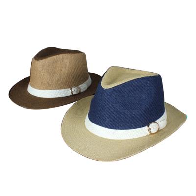 China 2017 Summer Blue Paper Cowboy Straw Sun Hat Straw Fedora Hat Wholesale Picture for sale