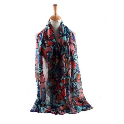 China muti-function cheap multi color pashmina shawl scarves flower voile scarf women wholesale for sale