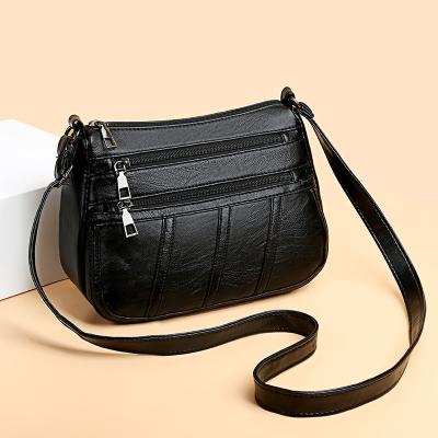 China Daily Vintage Pu Shoulder Women Large Capacity Leather Cross - Body Fashion Square Lady Handbags for sale