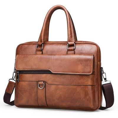 China Custom Hot Selling Waterproof Business Travel Bag Handbags Cross - Body Shoulder Travel Business Laptop Bag Men PU Leather Briefcase Sets bag for male for sale