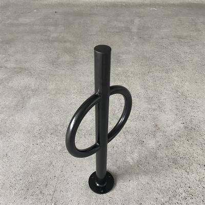 China Carbon Steel Ring and Post Steel Single Circle Black Powder Coated City Style 2 Capacity Pedestal Bike Outdoor Mounted Racks for sale