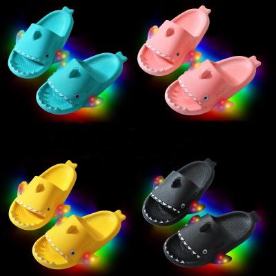 China Women Girls Boys Toddler Kids Children Massage Big Slides Custom EVA Luminous Night Shark Slippers Slippers Sandals for sale