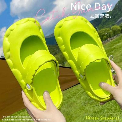 China Fashion Trend Tik Tok Ins Mary Jane Slips Slippers Picnic 2022 Girls Slippers Sandals OEM End Toe Flower Outdoor Camping Shoes For Women for sale