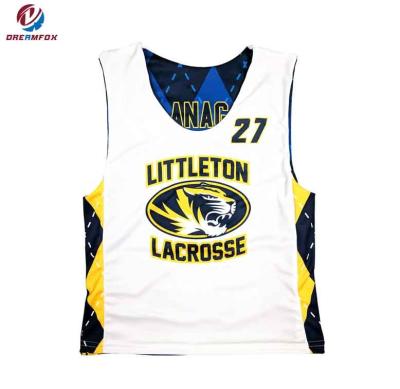 China 100% mesh breathable polyester good quality sell cheap wholesale sublimation lacrosse pinnie uniform reversible customization for sale