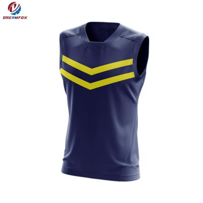 China Wholesale 100% Breathable Training Sleeveless Polyester Rugby Jersey AFL Pullover Quick Dry For AFL Design Australia AFL Logo Full For Men for sale