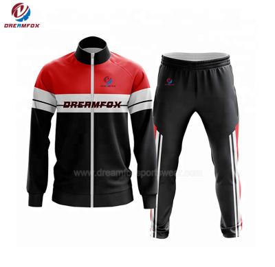 China Custom design antibacterial high quality sublimation cricket tracksuit warm up black and red hoodie tracksuit toddler girl tracksuits for sale