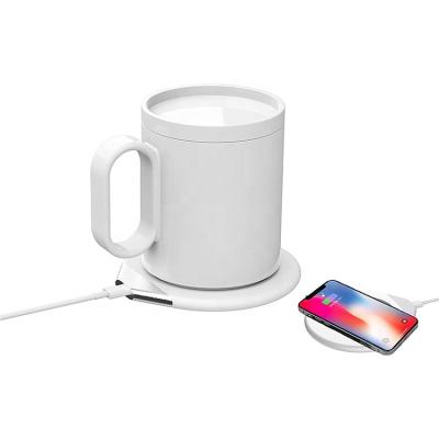 China Large Capacity 350ml Ceramic Coffee Mug 2 in 1 Smart Wireless Charger Coffee Cup Warmer for sale