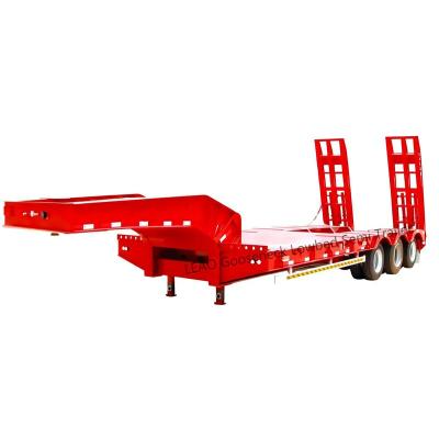 China Truck trailer 2-4 axles low body 80-100Tons hydraulic loaders 40 ft containers semi traielr for Tanzania for sale