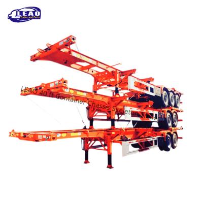 China 20'/40'/45' Container Loading Shandong Factory 3 Axle 20ft Container Skeleton Chassis 40ft Skeleton Truck Semi Trailer for sale