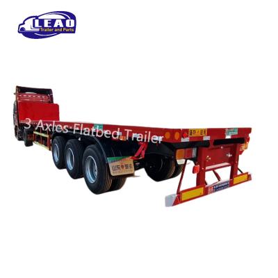 China Factory Price Green Cargo and Transport Bulk Container Customize 12m 3 Axles 20ft 40ft Flatbed Flat Bed Semi Trailer Container Chassis for sale