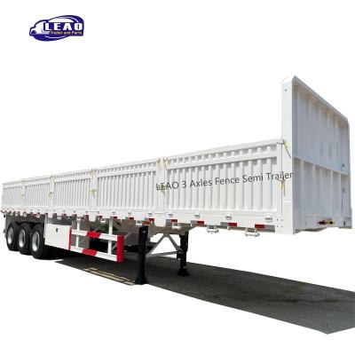 China Shandong factory 3 livestock and transport cargo 4 axle 70 tons bulk barrier cargo trailer side wall barrier cargo trailer for livestock and transport cargo for sale