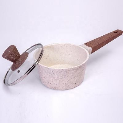 China Hot Selling Cream Die Viable Cast Aluminum Non Diamond 16CM Liner Stick Milk Marble Pans With Lid for sale