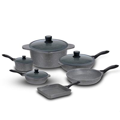 China 10 PCS Sustainable Granite Cooking Pot Cookware Set Die Cast Aluminum Nonstick Cookware Wholesale for sale