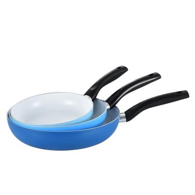 China Durable Forged Aluminum Alloy Cookware Brands Ceramic Japanese Frying Pan Sets With Tempered Glass Lid And Hollow SS Handle for sale