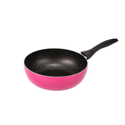 China JEETEE OEM alloy aluminum sustainable pink colored fry pan cookware pots with lid base hole induction bottom for sale