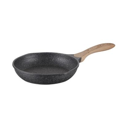 China High Quality Durable OEM 20cm 24cm 26cm Aluminum Marble 28cm Nonstick Frying Pan With Wooden Handle for sale