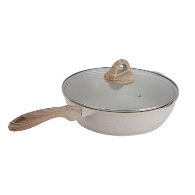 China OEM Sustainable Chef's JEETEE Pans Non-Stick Frying Pan with Ergonomic Handle Silicone Lid and Induction Glass Base for sale