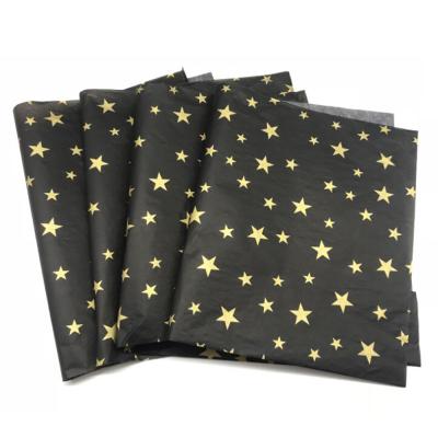 China Recycled Materials Custom Printing Black Tissue Paper With Gold Logo for sale