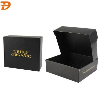 China Recyclable Gold Logo Black Mailing Paper Corrugated Aluminum Cardboard Box for sale