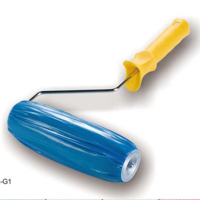 China Yellow Faux Wall Finish Artist Bagging PE Roller 7 Inch Handle Texture Wall Painting Tools Plastic Design Roller Brush for sale