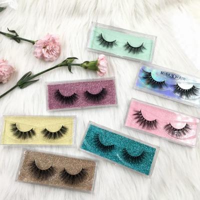 China Long Natural Regular 18-22mm Mink Eyelashes With Box Free Hot Sale Plastic Natural Lashes for sale