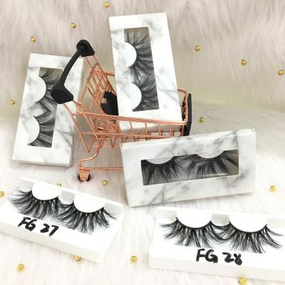 China FDshine Dramatic Strands Ready to Ship 27mm Thick 5d Mink Lashes Strands With Marble Lashes Packaging Box for sale