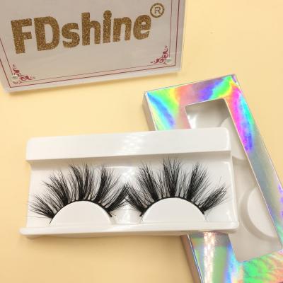 China Dramatic Highlights Ready to Ship Holographic Lash Box with Handmade 5D 27mm Mink Eyelash Highlights for sale