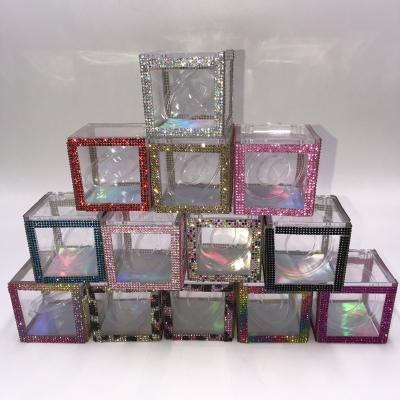 China Lash Boxes Rhinestone Cube Custom Made Dramatic for 25mm Mink Lash Boxes Wholesale Private Label Lash Boxes purple for sale