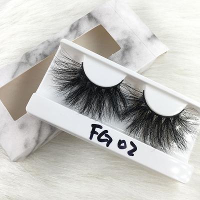 China Handmade Long 100% Natural Fluffy 5d Mink Eyelashes Lashes With Box 27mm Mink Lashes Free Marble Seller for sale