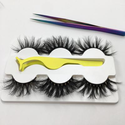 China 3 Pairs of Natural Long Strands in a Tray Any Styles Eyelashes with Mink Eyelash Tweezers for sale