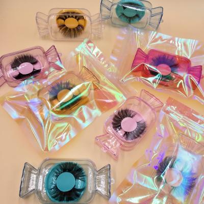 China Custom Dramatic Candy Lash Cases Logo with 25mm Mink Lashes Fluffy Bomb Eyelash Mink Eyelash Vendor for sale