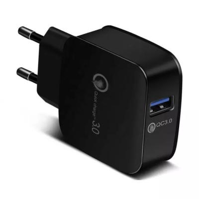 China Mobile Phone EU Plug 18W QC 3.0 USB Charger 18W QC 3.0 USB Wall Adapter Fast Charger for sale