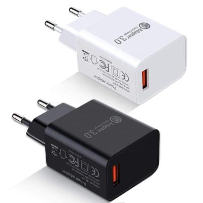 China Mobile Phone EU Plug 5V 3A 18W QC 3.0 USB Wall Adapter Charger 18W Quick QC 3.0 USB Charger for sale