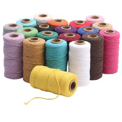 China Decorative Handmade Cotton Twisted Rope 100yards/roll 2mm Braided Rope Colorful Wall DIY Macrame Rope Viable Wholesale for sale