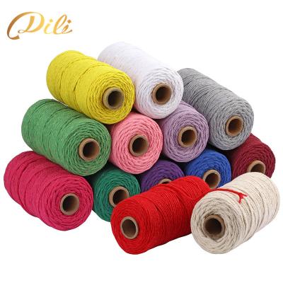 China Hot Sale 3mm Sustainable Cotton Rope DIY Craft Cotton Rope Colorful Macrame Cotton Twisted Twine for sale