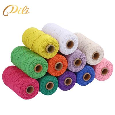 China Hot Sale 4mm Sustainable Cotton Rope DIY Craft Cotton Rope Colorful Macrame Cotton Twisted Twine for sale