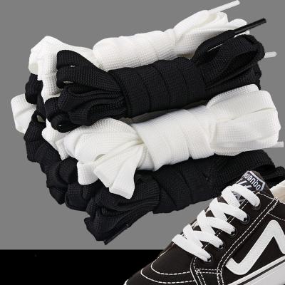 China Round 10mm Custom Hockey Shoe Laces Flat Classic Skating Laces Ice Skates Black / White for sale