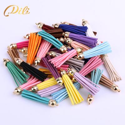 China 5cm Long Decorative Colored Gold Top Korea Suede Leather Tassels For Jewelry Necklace Making Handmade Accessories for sale