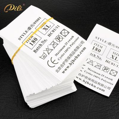 China Sustainable Home Textiles Garment Care Label Custom Design Washing Instruction Label For Clothing for sale