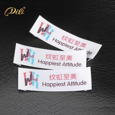 China Viable Custom Design Printed Santin Label Customized Printing Clothing Label for sale