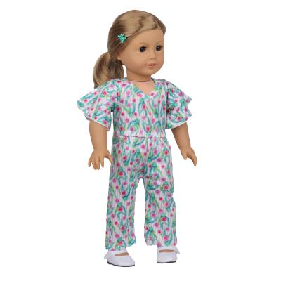 China 2022 American direct cartoon toy factory doll flower girl jumpsuit 18 inch doll fashion flower jumpsuit for sale