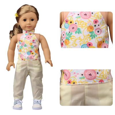 China 2022 American direct cartoon toy factory doll girl bib T-shirt pants 18 inch doll fashion bib T-shirt pants for sale