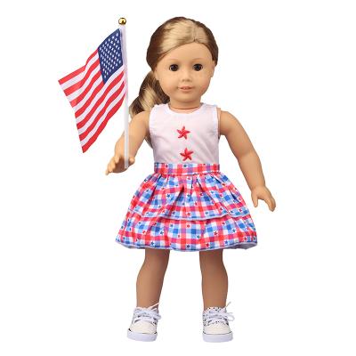 China 2022 Cartoon Toy Amazon Hot Selling American Doll Girl American Flag Skirt 18 Inch Fashion American Flag Skirt for sale