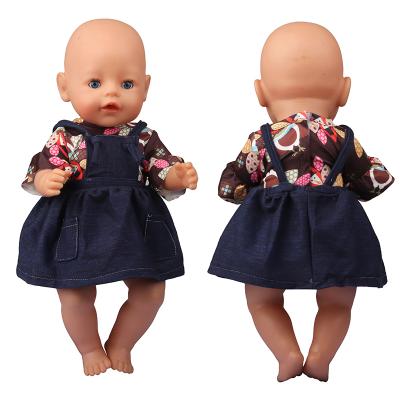 China 2022 American cartoon toy Amazon hot sale doll girl denim suspender skirt 18 inch fashion denim suspender skirt for sale