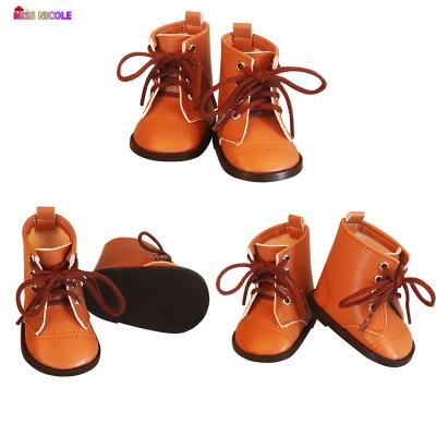 China 2022 Newest Arrival Toy 2022 American Selling Cartoon Doll Girl's Brown Lace-up Leather Boots 18 Inch Small Brown Lace-up Leather Boots for sale