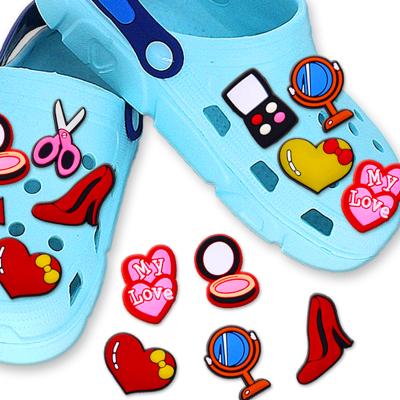 China Charm Clog PVC Cartoon Croc Shoe Charm Soft Lipstick Custom TikTok News Custom Leaves For Charming Lady for sale