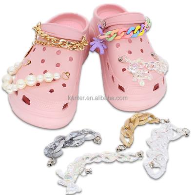 China Custom Clog Charms 2021 Wholesale Colorful Rubber Plastic Accessories Metal Suitable Shoes To Charm Chains For Croc Charms Chains for sale