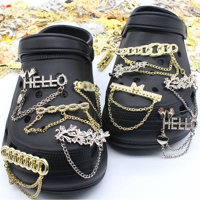 China Custo's Hot Selling Adult Metal Clog Charm Orange Chain Shoe Charms Shoe Buckle Lace Accessory for sale