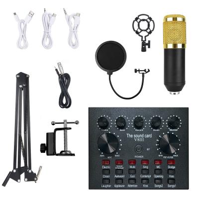 China Professional USB Sound Card Music V8 Sound Card Studio Live Stream Recording Studio Sound Card Audio Interface Microphone Kit for sale